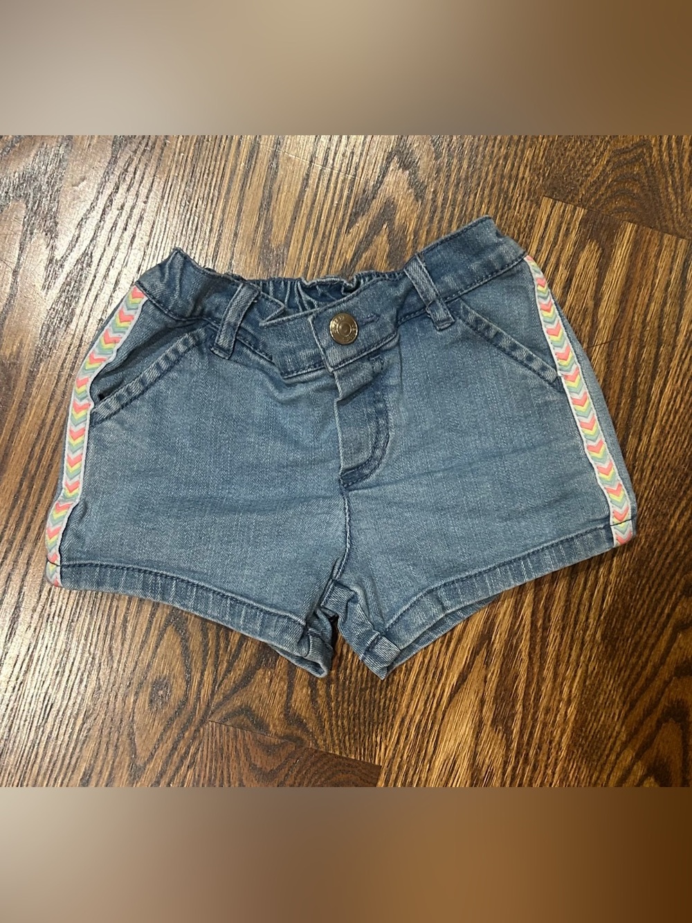 Cute Carter's Dark Blue Denim Shorts with Chevron Side Trim